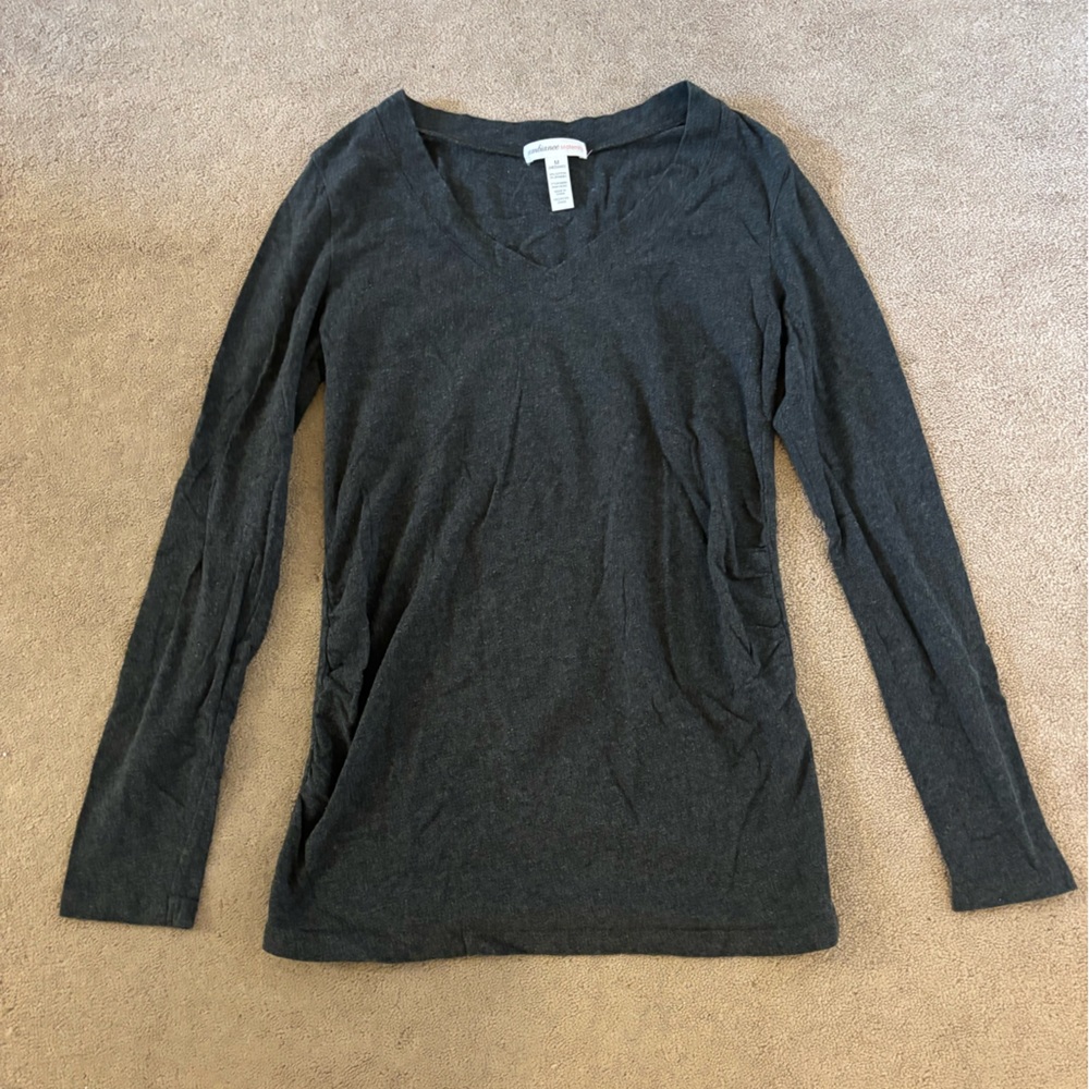 Women's Maternity Charcoal Long Sleeve Tee